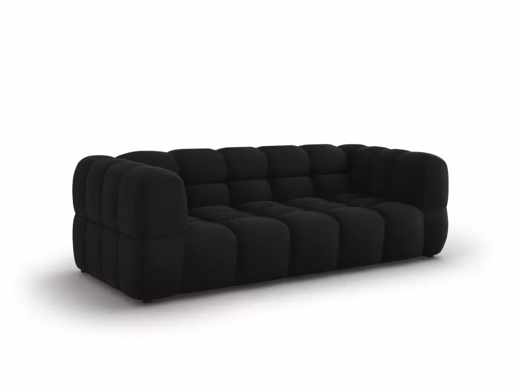 Divano Sky a 3 posti Cosmopolitan Design in velluto nero L: 214 cm, P: 75 cm, H: 78 cm – 2