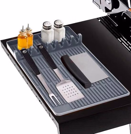 Tappetino in silicone grigio a trama fitta per accessori da barbecue