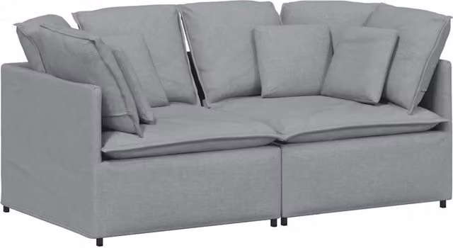 Divano | Divano da soggiorno | Sofa Modulare con Cuscini in Tessuto Grigio Chiaro