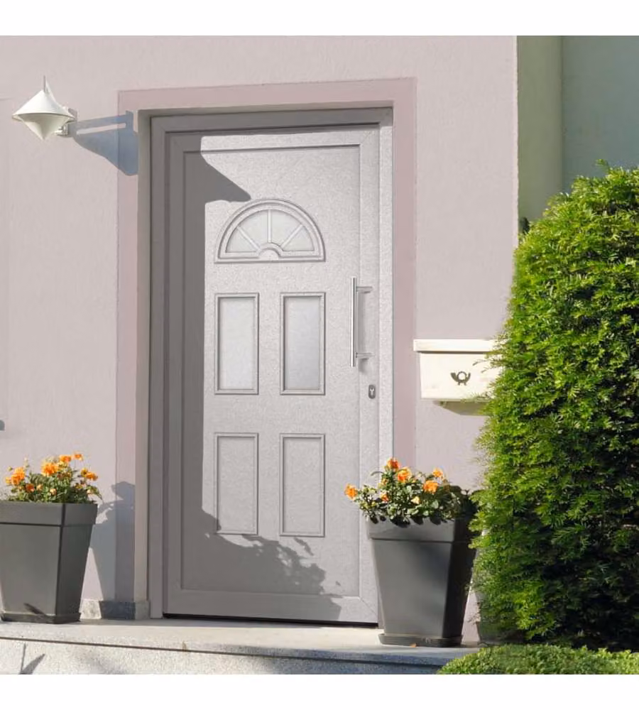 Porta di Ingresso Moderna con Inserti in Vetro vidaXL Bianca L: 88 cm, H: 208 cm – 1