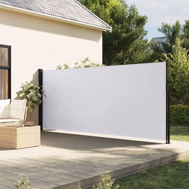 Tenda da Sole Laterale Retrattile vidaXL in Alluminio e Poliestere, Bianco, L: 600 cm, H: 160 cm