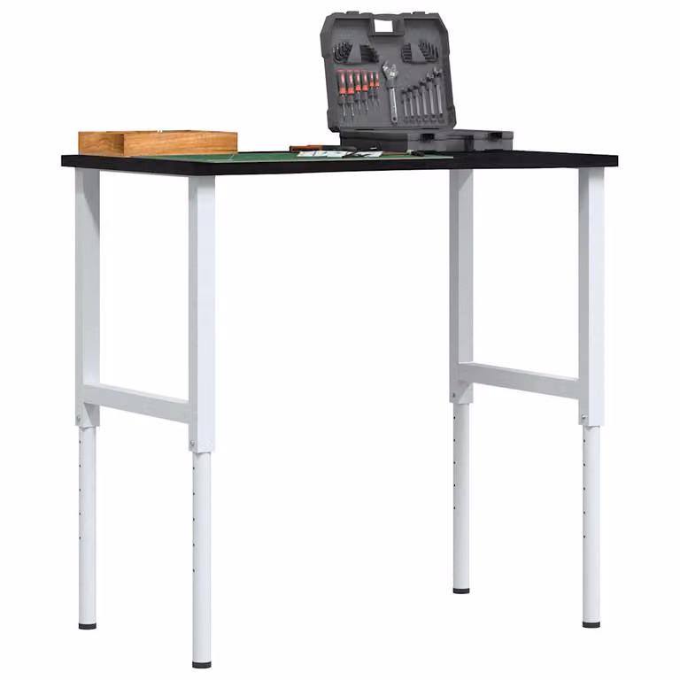 vidaXL Banco Lavoro in Legno e Metallo, Disponibile in Marrone, Grigio o Nero, L: 100 cm, P: 60 cm, H: 71,5-98 cm