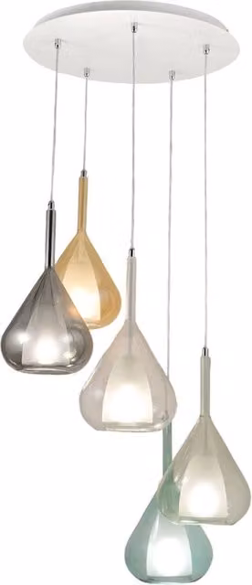 Lampadario a sospensione Lila Fabas Luce in metallo e vetro multicolore con LED e altezza regolabile