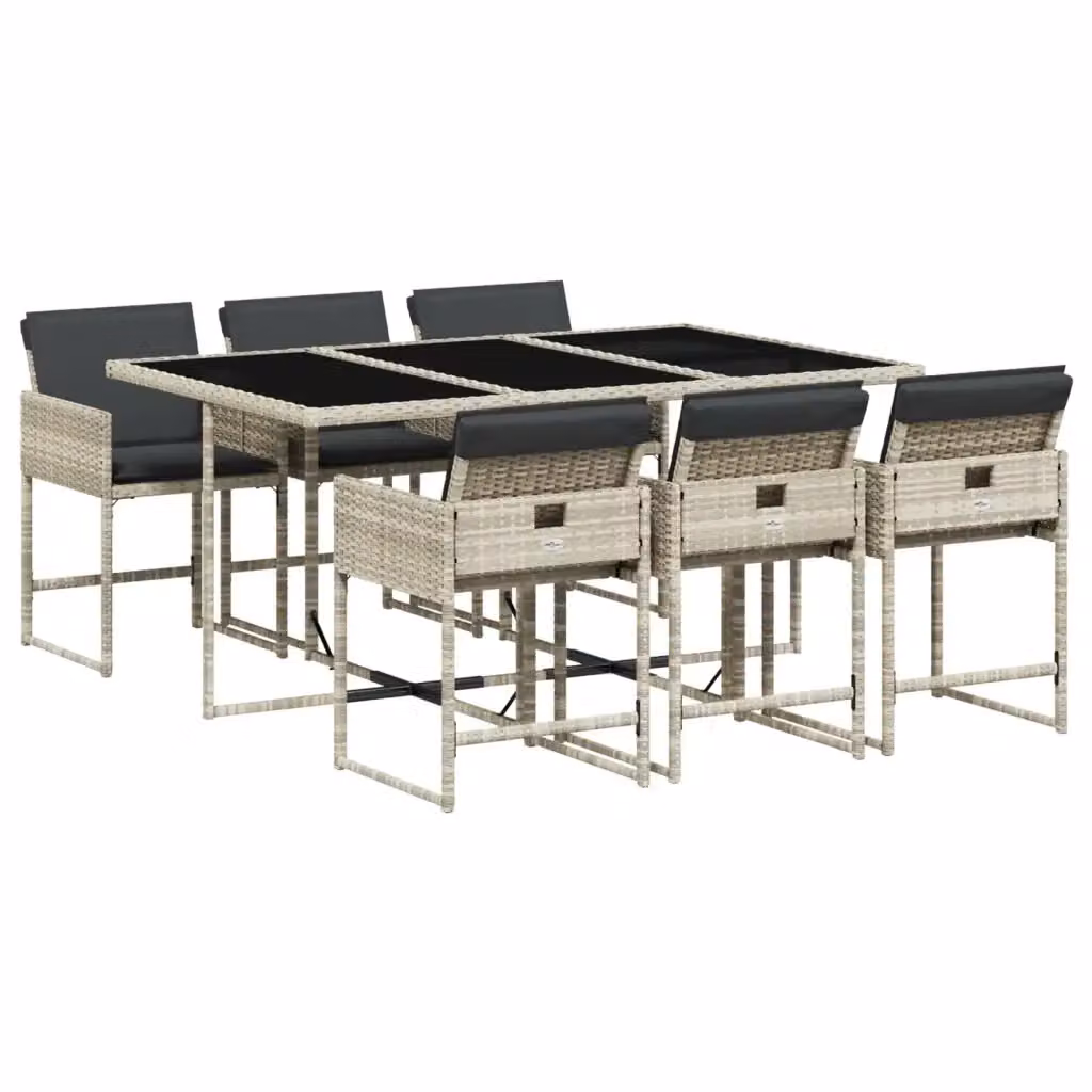 Set da Pranzo da Giardino vidaXL in Polyrattan e Vetro con 7 Pezzi Grigio Antracite – 2