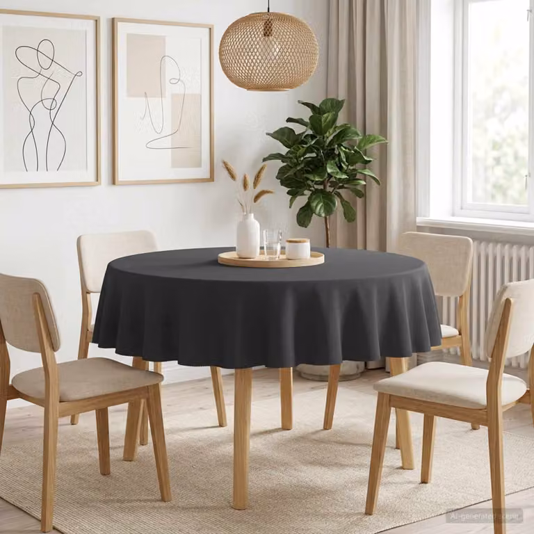 Set di 5 tovaglie rotonde vidaXL in poliestere, colore grigio antracite, idrorepellenti e lavabili in lavatrice, Ø 180 cm