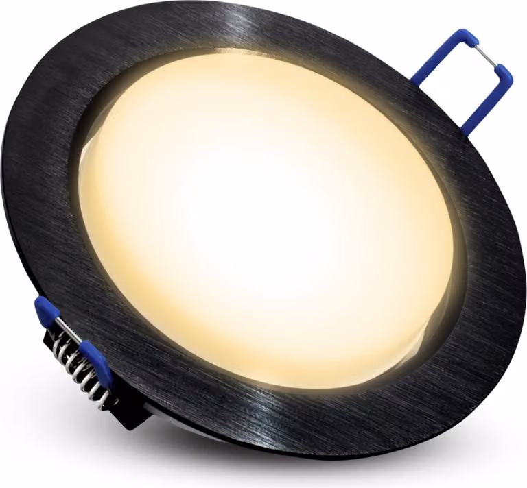 SSC-LUXon RX-3 LED da incasso nero rotondo piatto - faretto da incasso con lampada LED LumiFLEX GX53 dimmerabile 6W - moderno faretto da incasso a soffitto