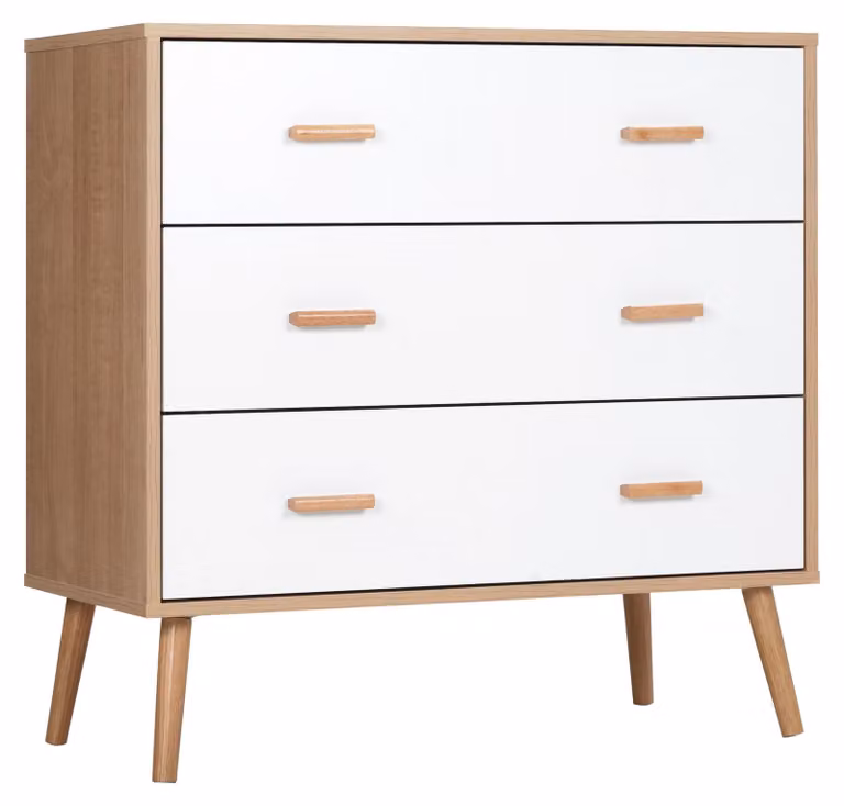 Cassettiera 3 Cassetti 80x39x80 cm Bianco e color Legno