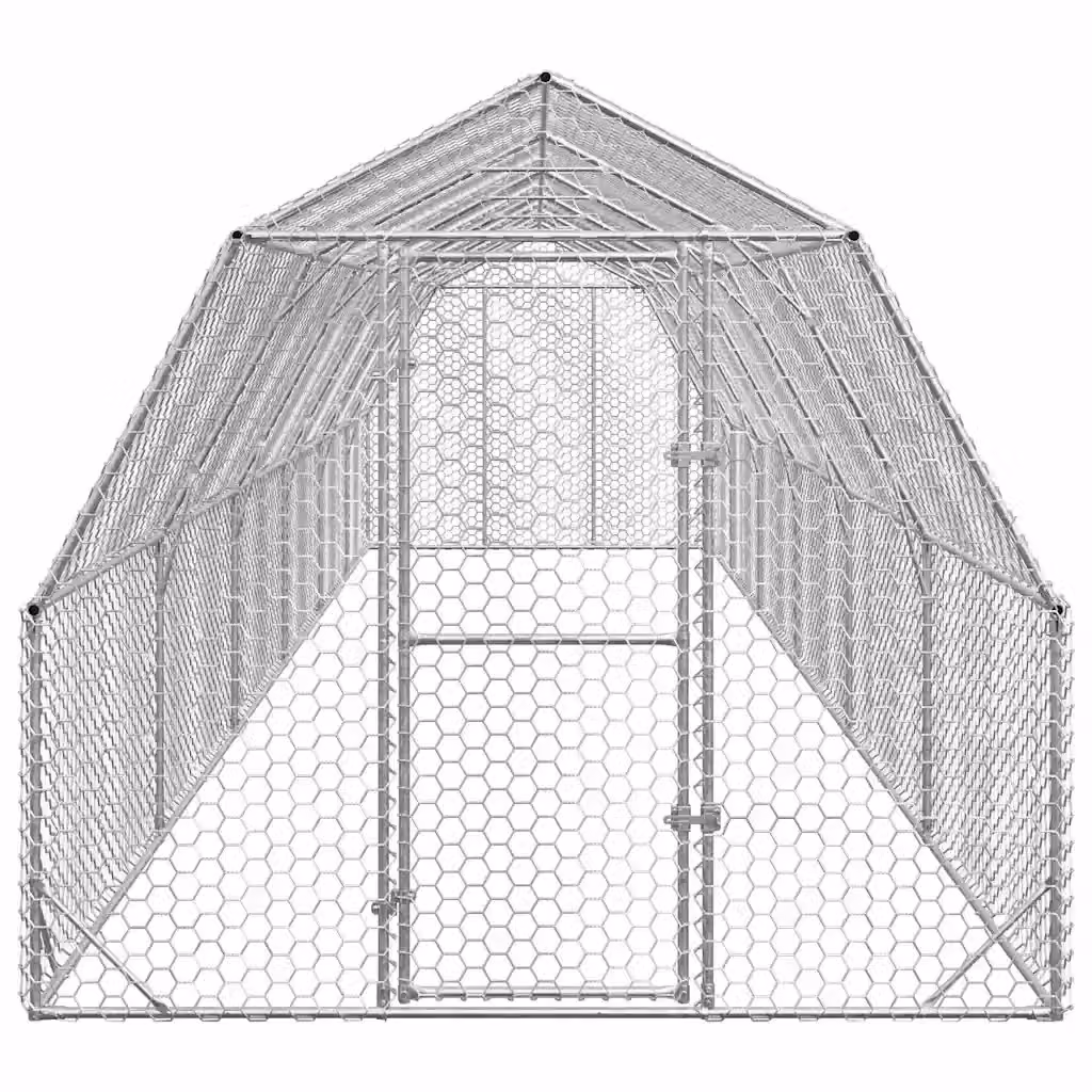 Recinto per polli Videx in acciaio zincato color argento L: 12 m, P: 2,5 m, H: 2,25 m – 2