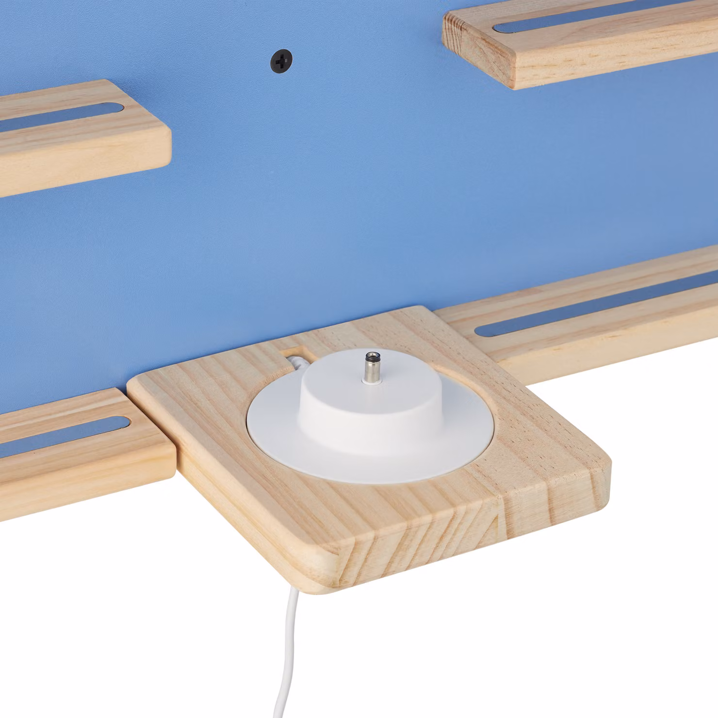 Mensola da parete Tectake per cameretta dei bambini in legno e metallo, blu, L: 60,0 cm, P: 15,5 cm, H: 12,0 cm