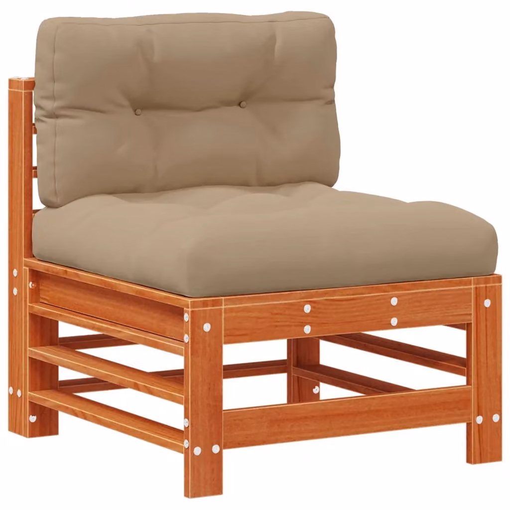Divano da giardino moderno vidaXL in legno di pino trattato con cera e cuscini beige – 2