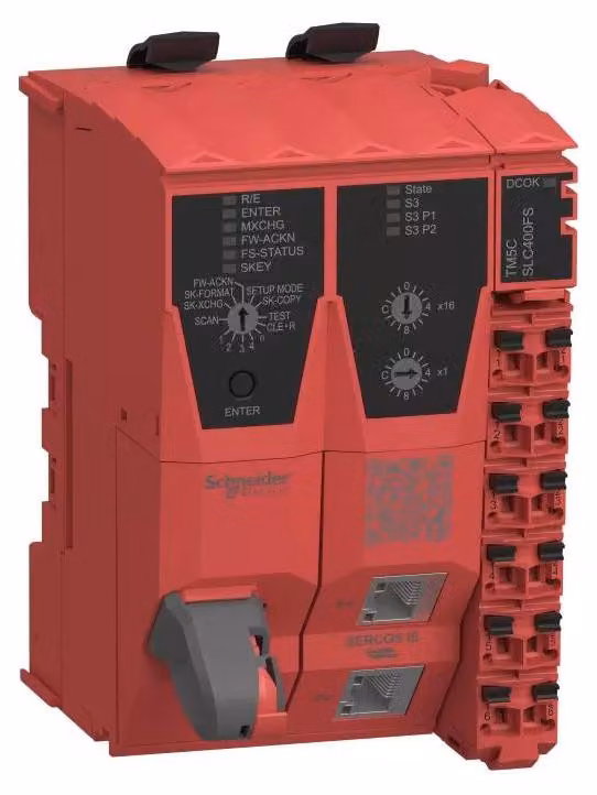 Controllo PLC di sicurezza Schneider Electric, Modicon TM5, Sercos III, PLe / Cat. 4 / SIL 3, fino a 100 moduli TM5CSLC400FS