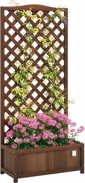 Fioriera con Griglia Minimal Marrone con Supporto per Piante Rampicanti L: 76 cm, P: 36 cm, H: 170 cm