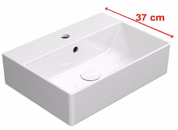 Sapho GSI Kube X - Lavabo 500x370 mm, con sfioratore, foro per rubinetto, ExtraGlaze, bianco 9447111