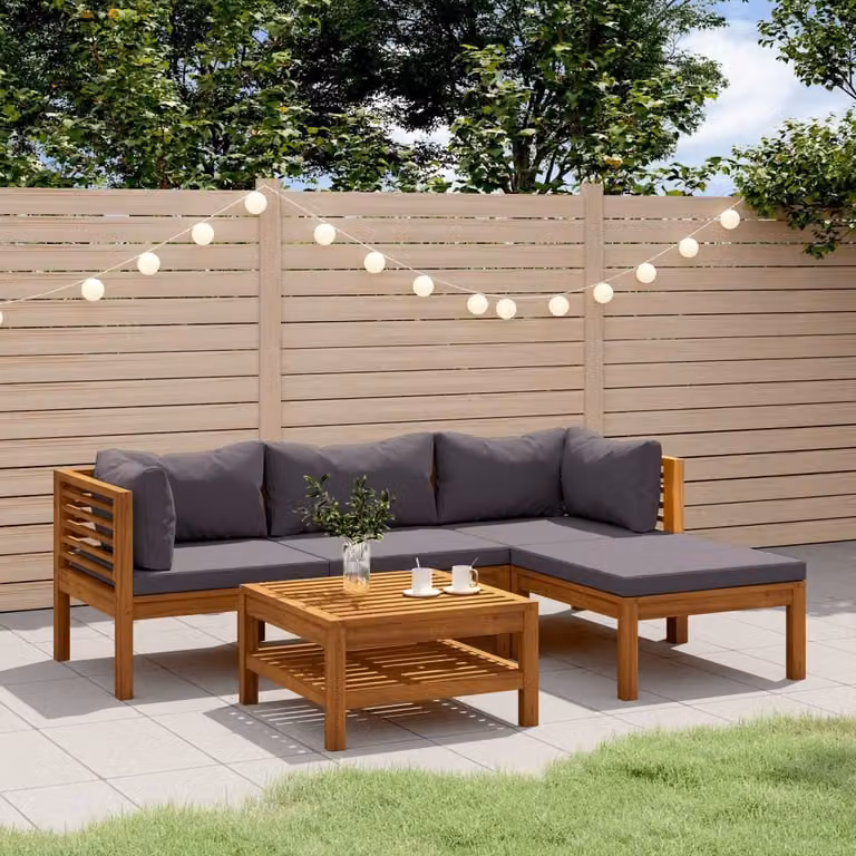 Maison Exclusive - Set da giardino da 5 pezzi con cuscini, in legno massello di acacia