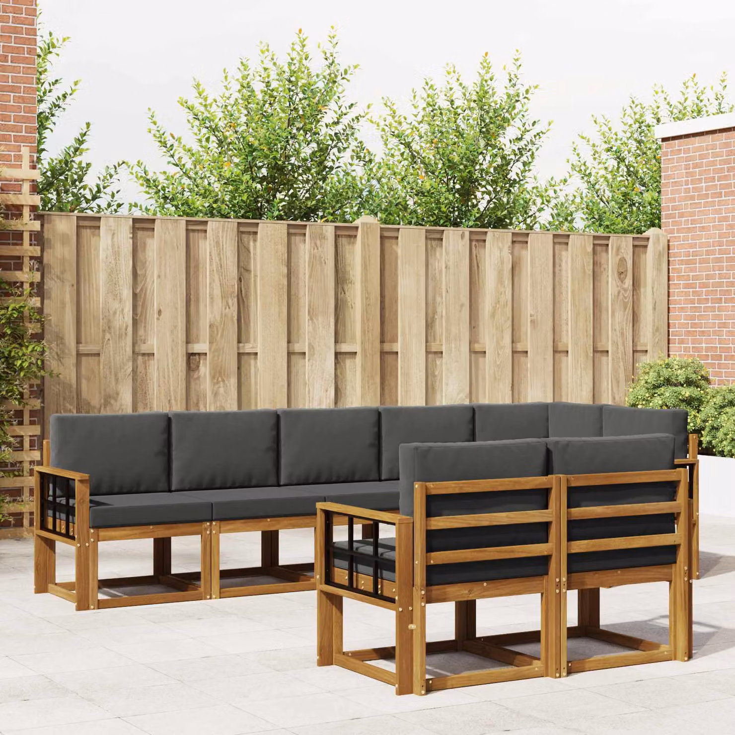Set di divani da esterno vidaXL 8 pz in legno di acacia con cuscini, beige e antracite