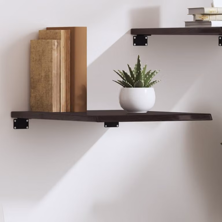 Ripiano da muro vidaXL in rovere massello marrone scuro L 60 cm x P 40 cm x H 2 cm