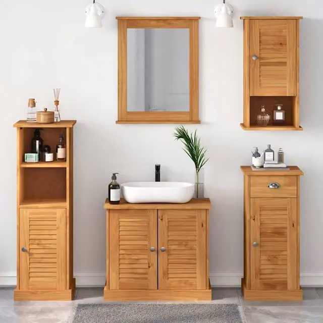 Set di mobili per il bagno VIGO 5 pz Marrone miele 3328547