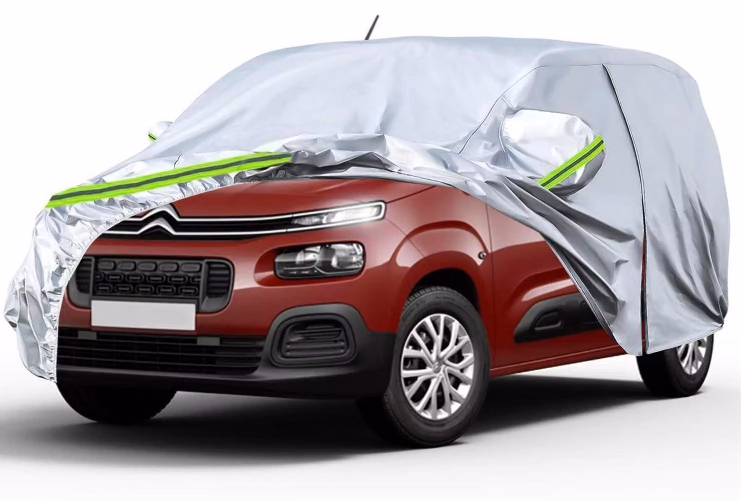 Copertura protettiva per auto Citroen Berlingo versione lunga (LWB) dal 2018 al 2023, colore argento, protezione per tutte le condizioni atmosferiche, con cerniera e serratura