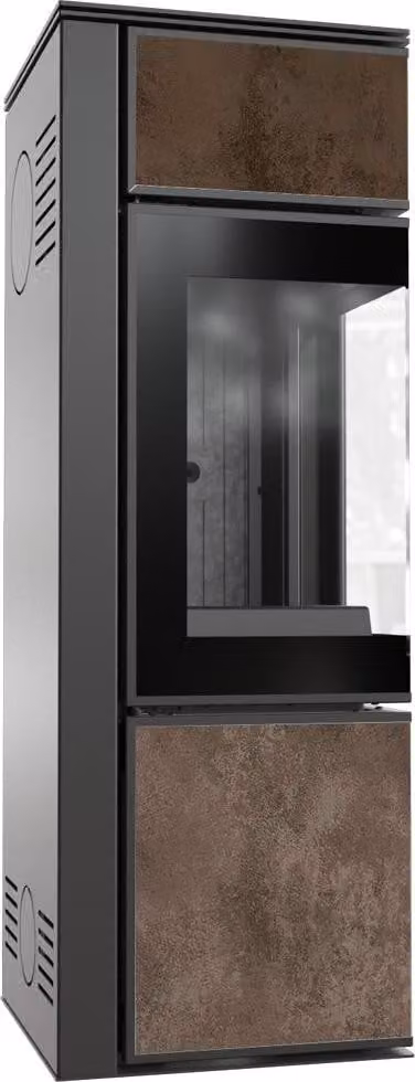 KRATKI TORA/S 8 kW Ø 150 sinterizzazione al quarzo OSSIDO MORO rivestimento nero con porta a molla