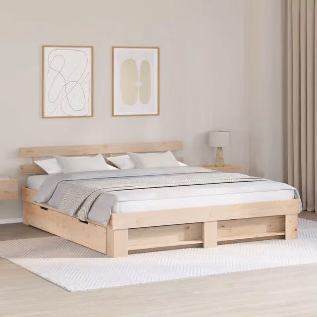 Struttura del letto Marrone 200 x 200 cm Pino massello 3382262