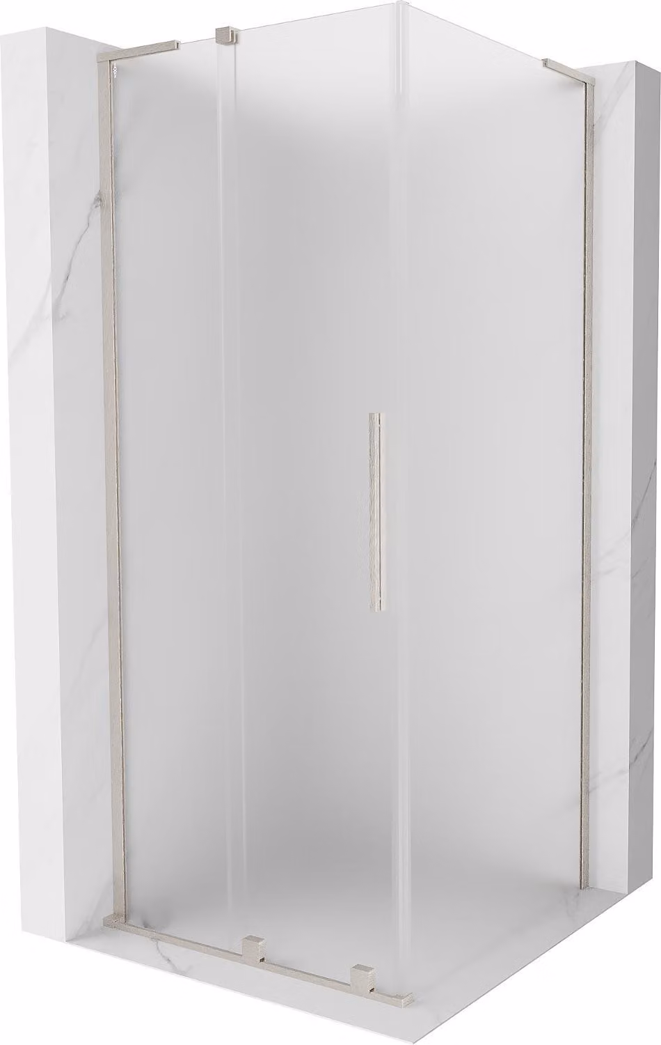 Mexen Velar L cabina doccia scorrevole 100 x 100 cm, brina, nichel spazzolato - 871-100-100-33-97