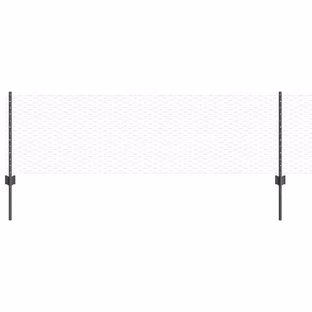 Recinzione esagonale Videx in acciaio e PVC grigia con palo rotondo per installazione interrata L: 50 m, H: 0,6 m – 2