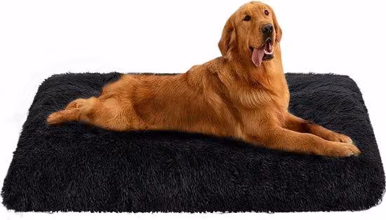 Letto per cani grande e lavabile, nero, 94x63 cm, antiscivolo, in peluche