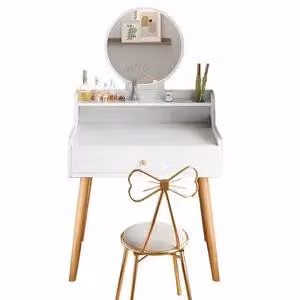 Toeletta Cosmetica Con Specchio Bianca In Stile Scandinavo Loft Moderno