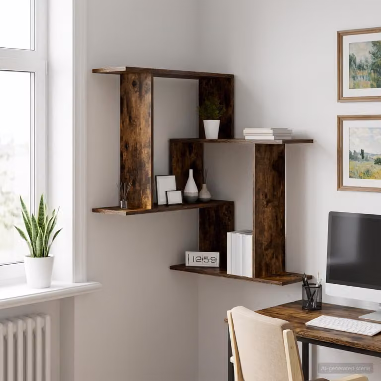 Scaffale da parete moderno vidaXL in legno MDF color marrone, L 67 cm x P 67 cm x H 87 cm