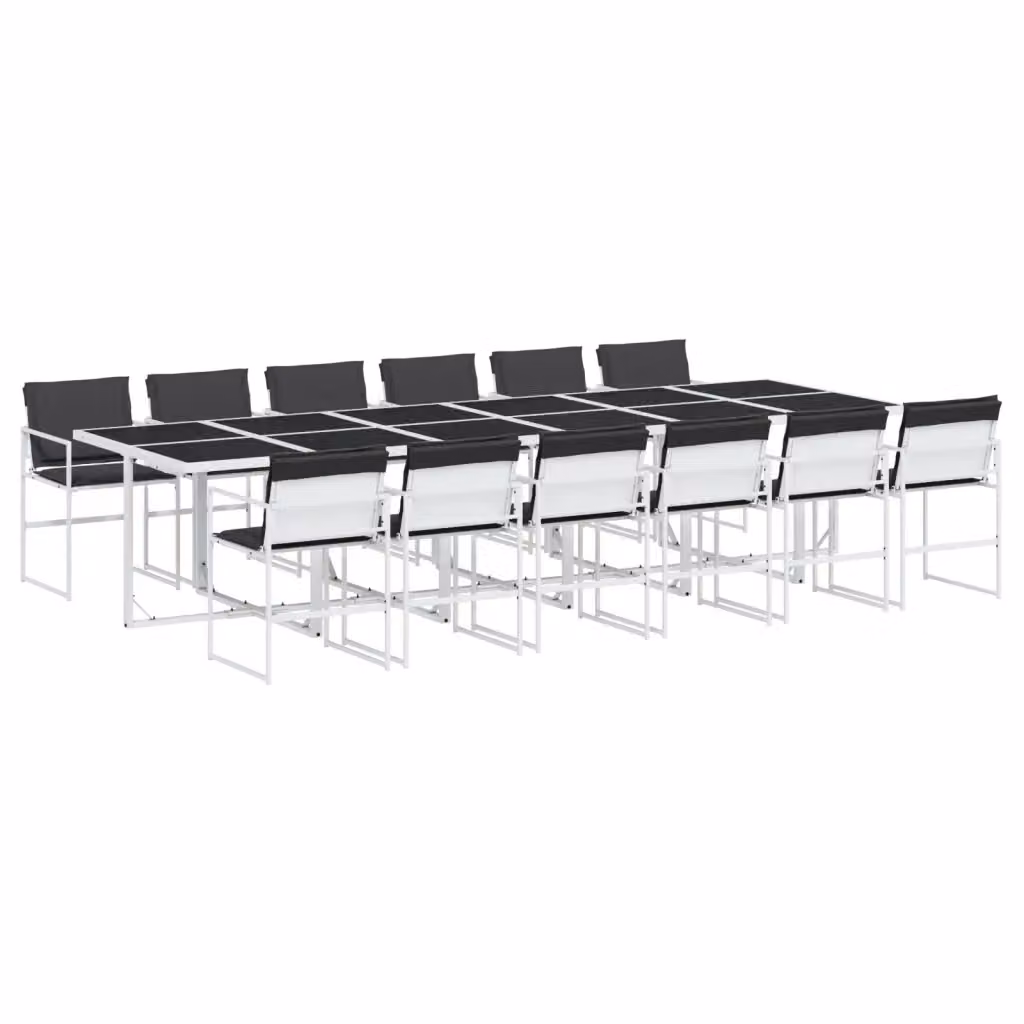 Set da Pranzo da Giardino vidaXL 13 pz in Acciaio Verniciato e Vetro Bianco e Antracite – 2