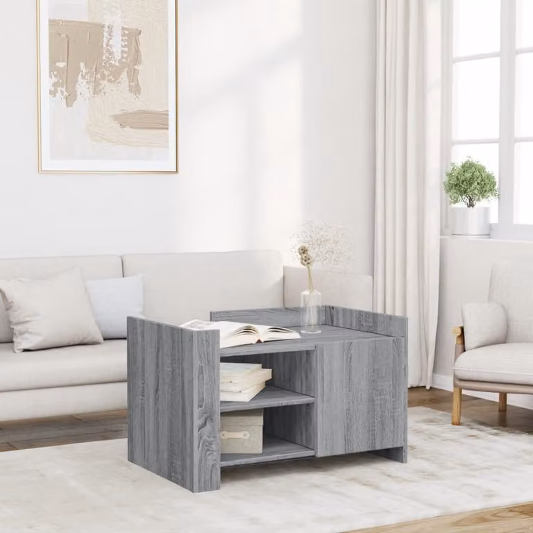 vidaXL Tavolino da salotto moderno in legno multistrato grigio L 80 cm x P 50 cm x H 50 cm