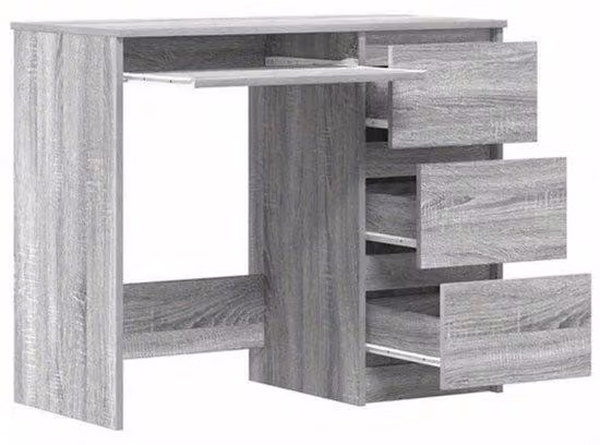 Scrivania – Postazione di lavoro – Postazione computer – Design moderno – 90x45x76 cm – In legno – 2 cassetti – Facile da montare – Superficie bicolore