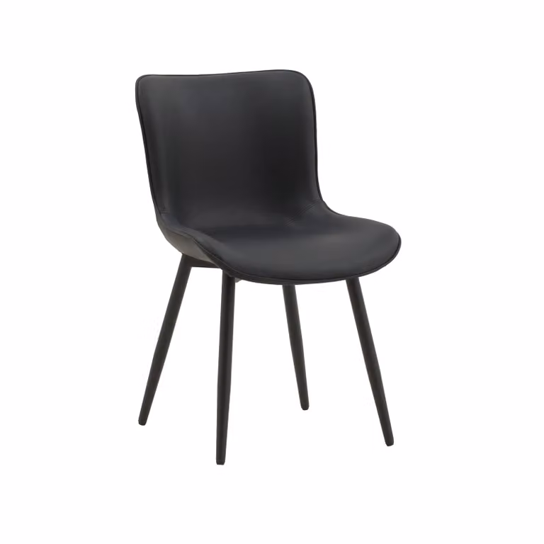 Set di sedie KUDI CHIN in similpelle nero e gambe in metallo nero
