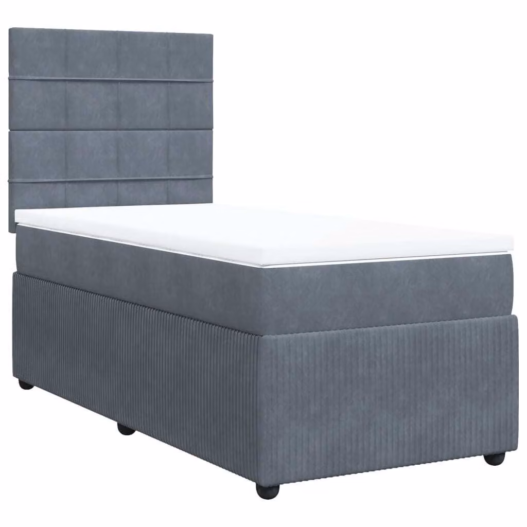 Giroletto a Molle con Materasso Grigio Scuro 100x200 cm Velluto