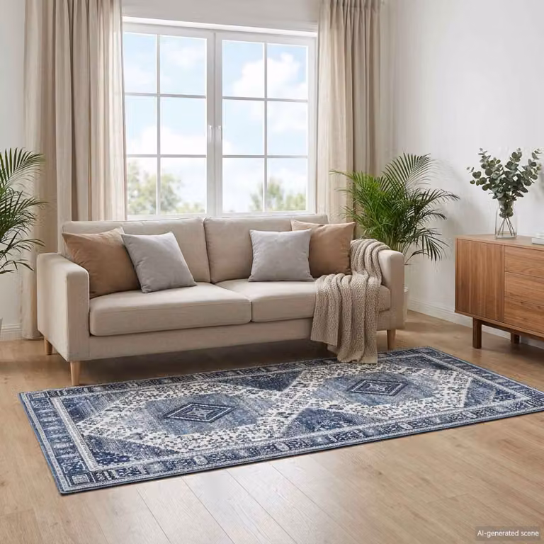 vidaXL Tappeto ORIZ Blu Scuro 80 x 200 cm 100% Poliestere