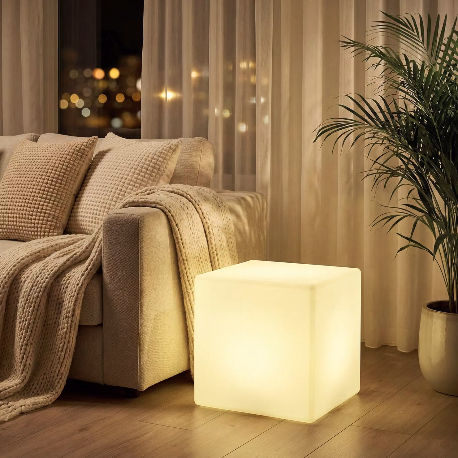 Cubo luminoso Luminous Cube tectake bianco con LED RGB e telecomando L/P/H: 43 x 43 x 43 cm – 2