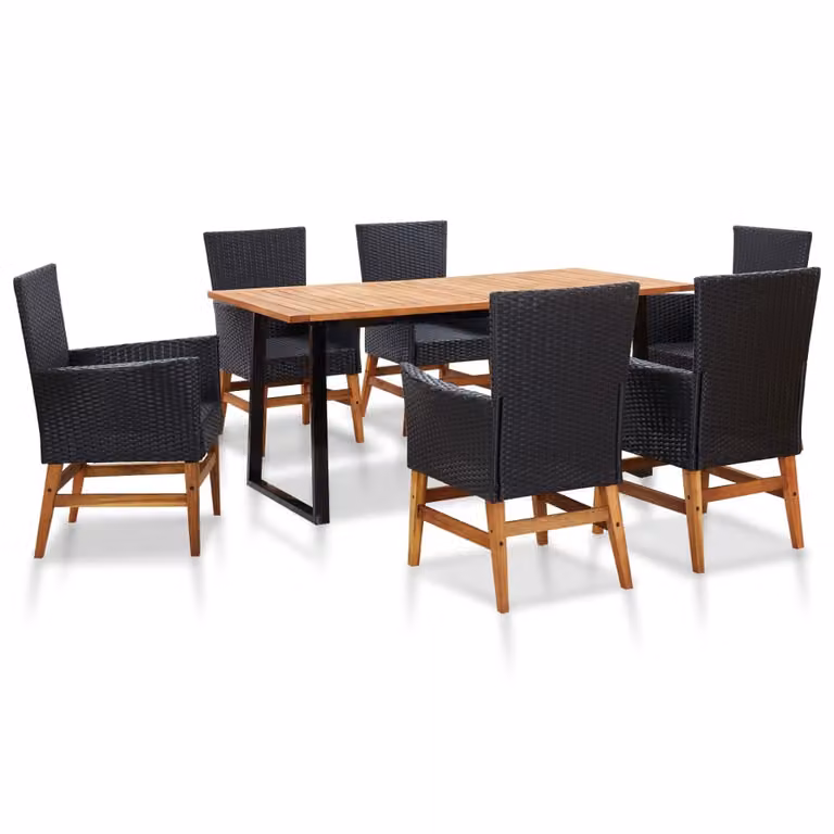 Maison Exclusive - Set da pranzo da giardino 7 pezzi in rattan sintetico e legno di acacia, nero