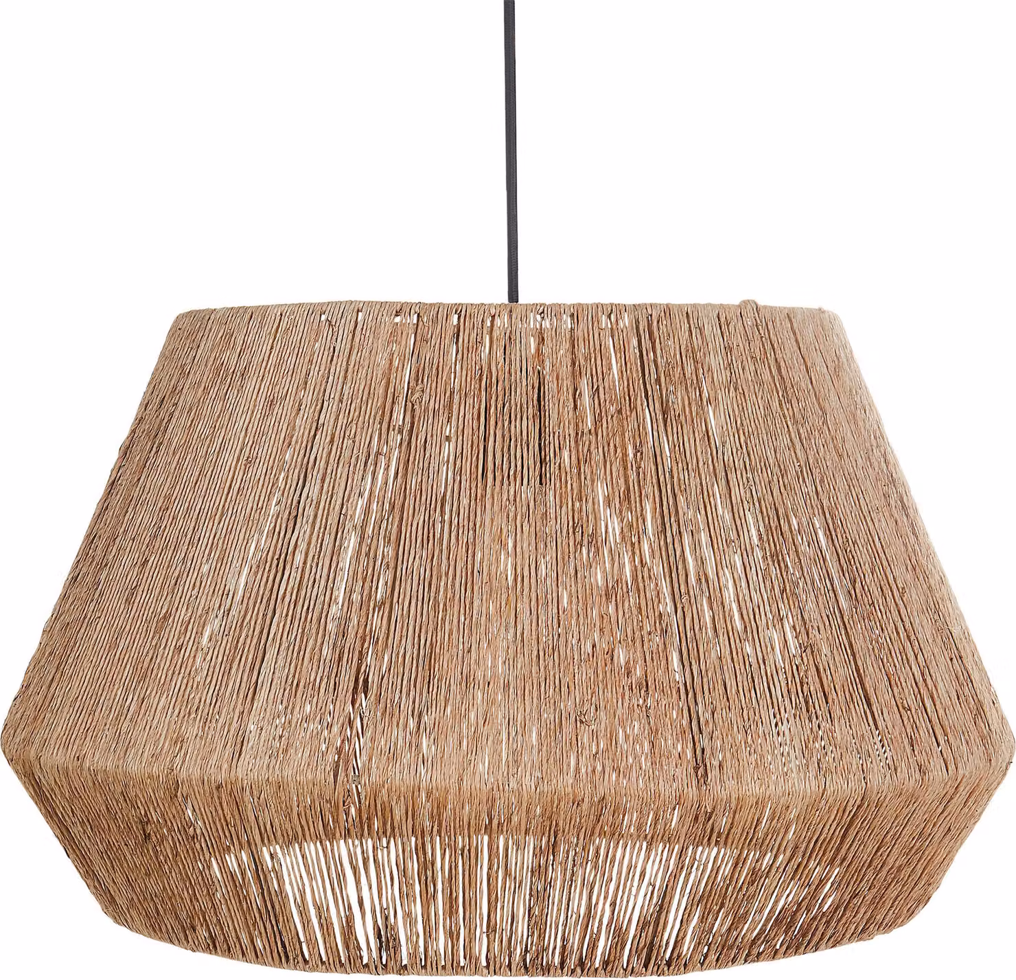 BELIANI Lampada a sospensione paralume in iuta naturale base nera lampada da soffitto in ferro illuminazione boho per soggiorno sala da pranzo