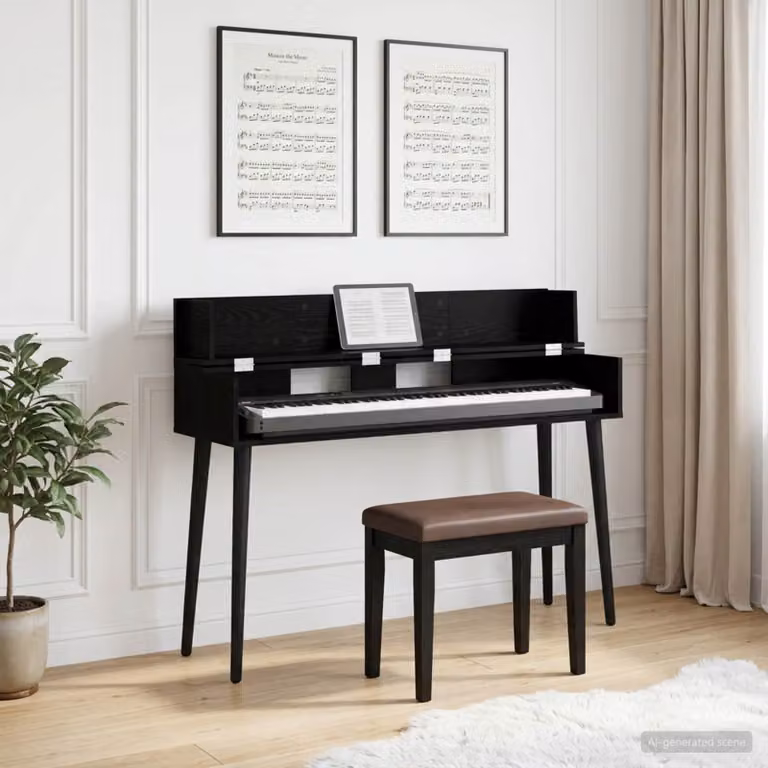 Scrivania da ufficio moderna vidaXL in MDF laminato nero L 130 cm x P 40 cm x H 19,5 cm