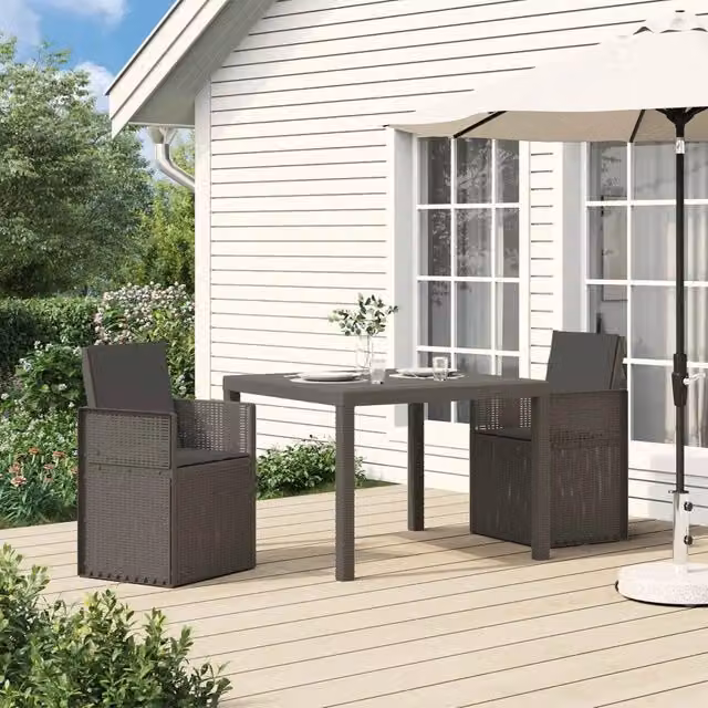 Set da pranzo per giardino e terrazzo vidaXL in plastica 3 pezzi Grigio e Antracite
