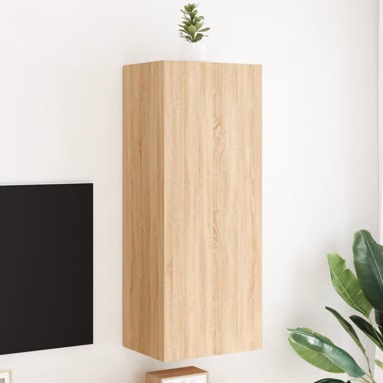 Mobile TV da parete vidaXL in legno Rovere Sonoma, L: 40,5 cm, P: 30 cm, H: 102 cm