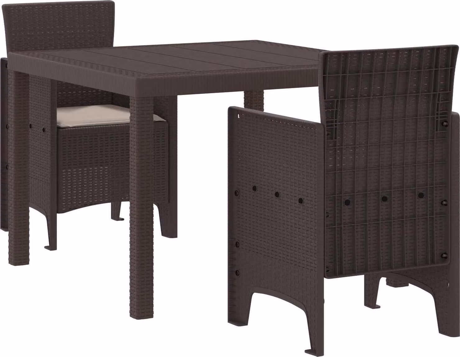 Set da Pranzo per Giardino 3 pcs Marrone Polipropilene