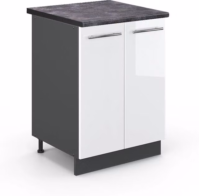 Mobiletto base cucina Fame-Line Bianco lucido/Antracite 60 cm, PL Antracite Vicco
