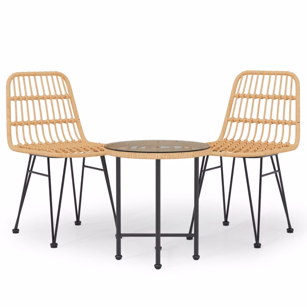Set da Pranzo da Giardino 3 pz in Polyrattan