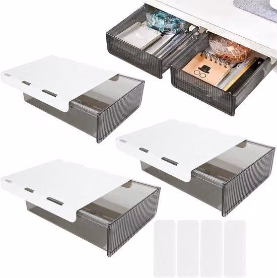 Da riporre sotto il cassetto della scrivania - Ingombro ridotto - 3 pezzi