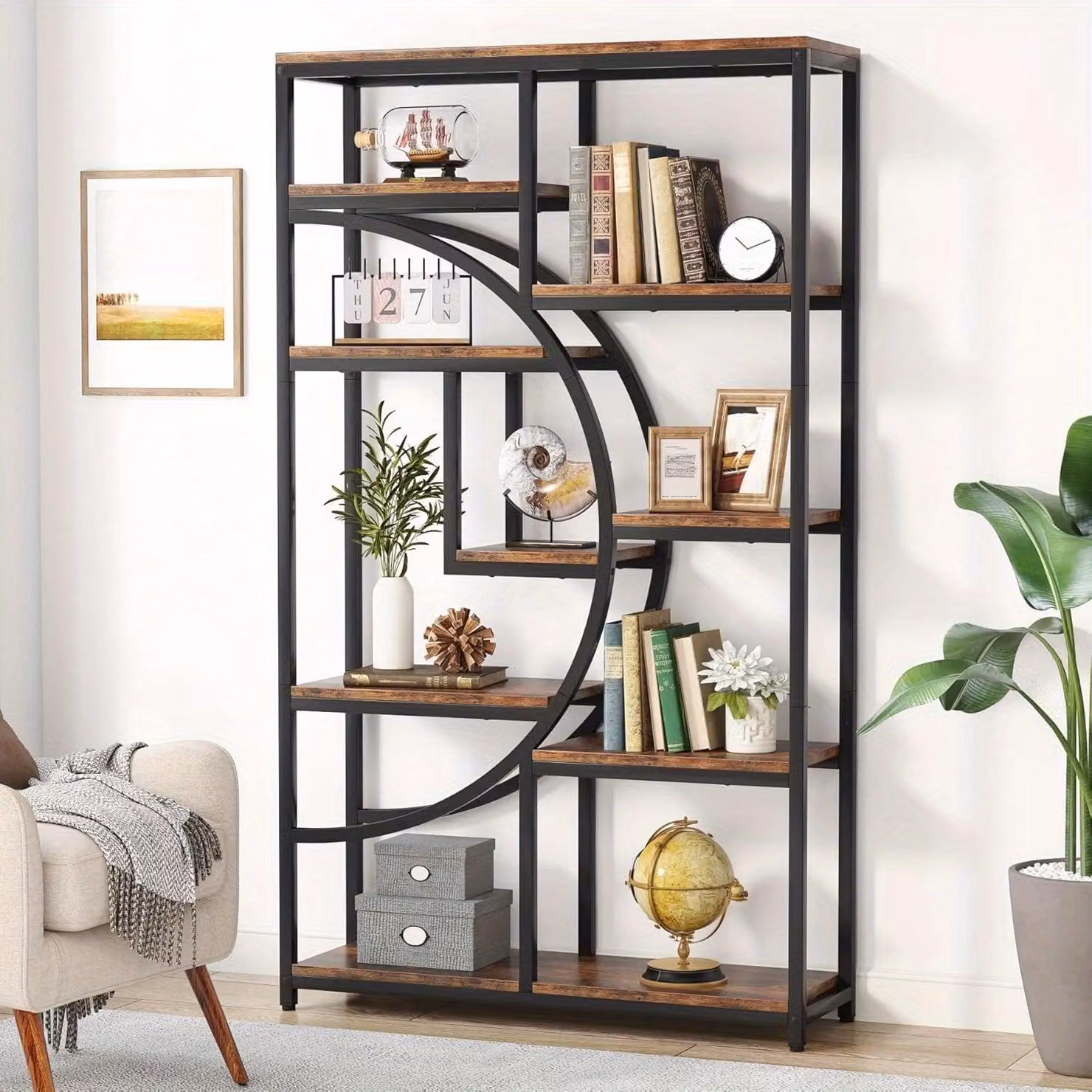 Libreria industriale - Libreria - Scaffale aperto - Etagere - Scaffale per libri - 9 ripiani aperti