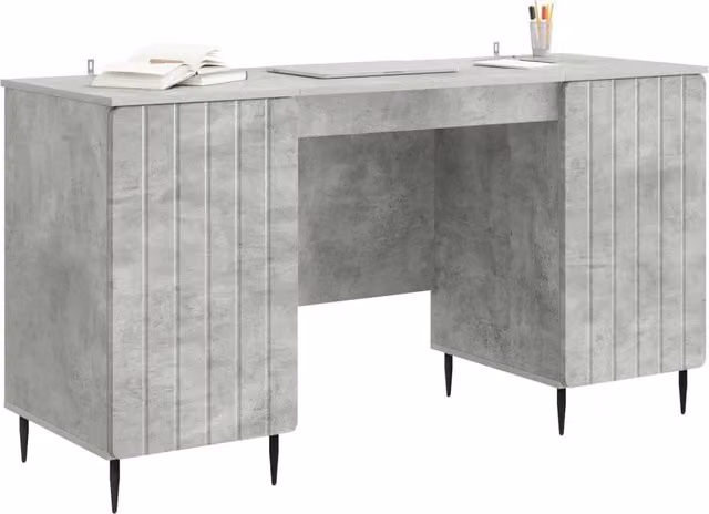 Scrivania | Tavolo da Ufficio con lo scaffale Grigio Cemento 142,5 x 50 x 75 cm