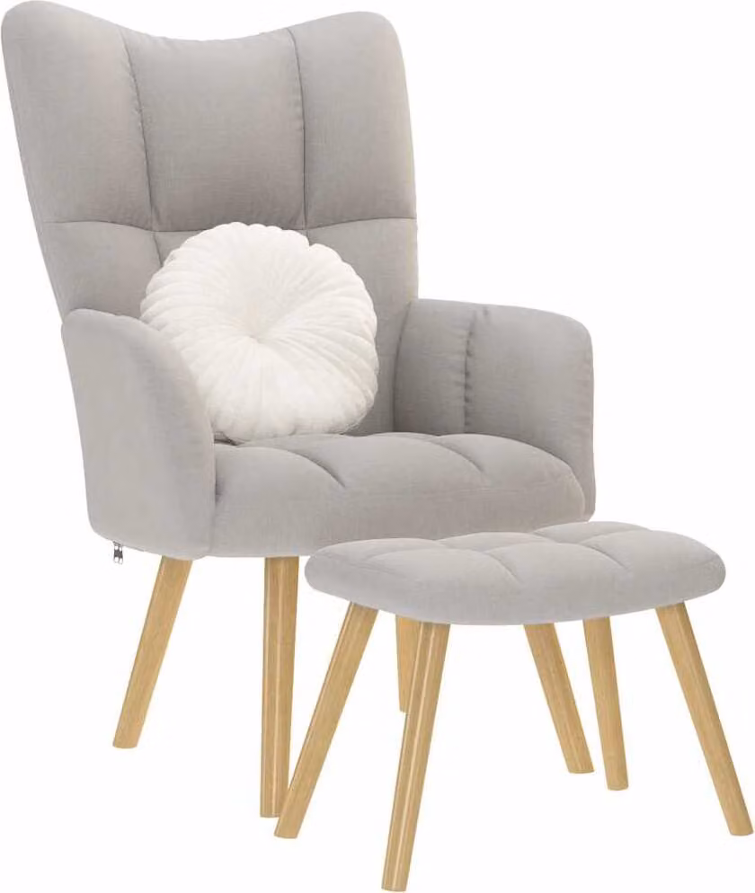 Maison Exclusive - Poltrona relax con poggiapiedi, rivestita in tessuto color grigio nuvola