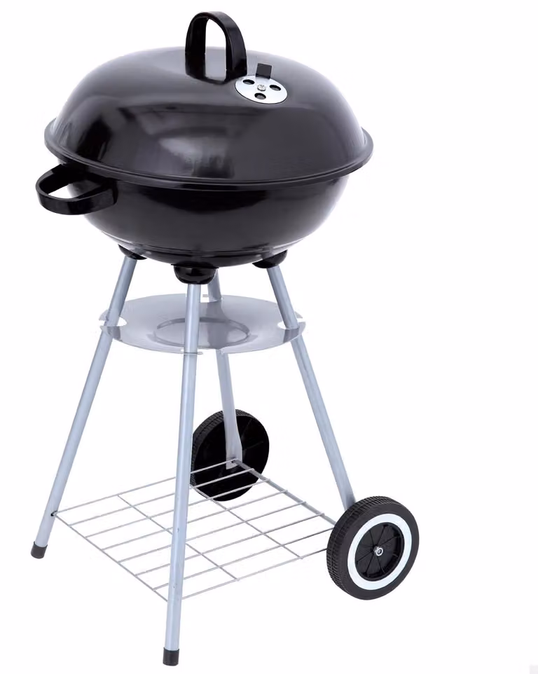 Griglia portatile a carbone, rotonda, 46 x 89 cm, con coperchio