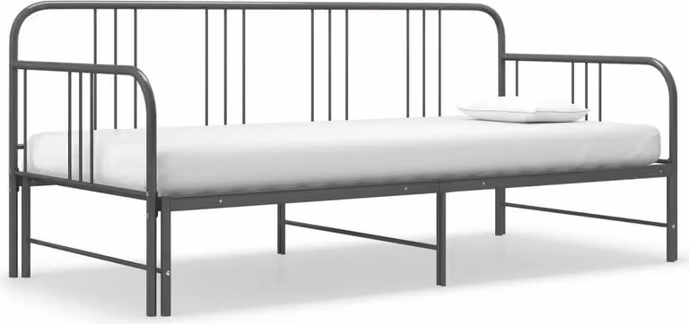 The Living Store Divano letto allungabile in metallo grigio 90x200 cm